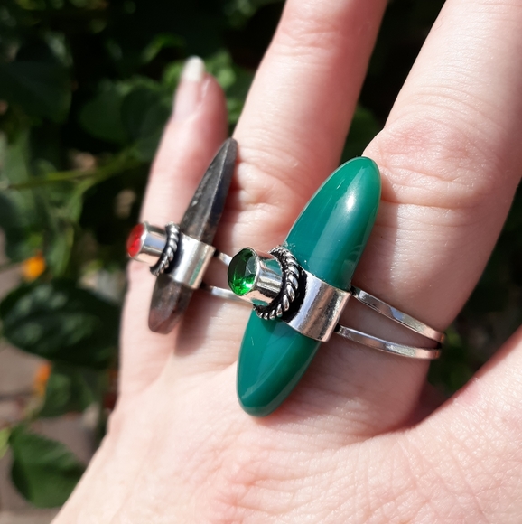 ***Bundle Sale*** New 2 Ring Jasper, Garnet, Agate Silver Rings. - Picture 4 of 8